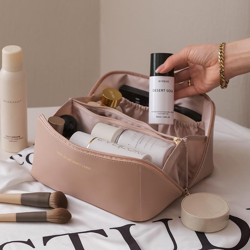 PU organ pillow cosmetic bag female portable large capacity travel portable ins high-end wash makeup storage bag