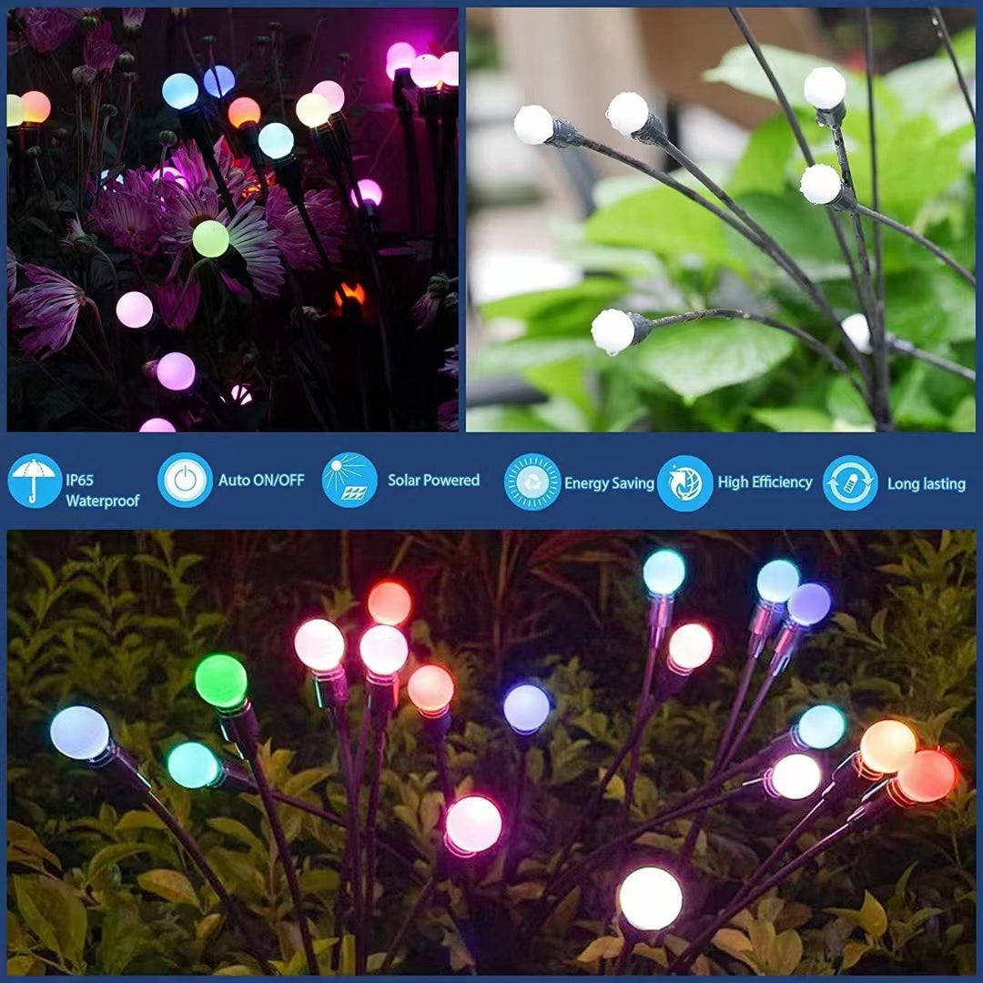 Cross-border solar firefly light wind-driven lawn light garden garden light decoration LED swing ball ground light