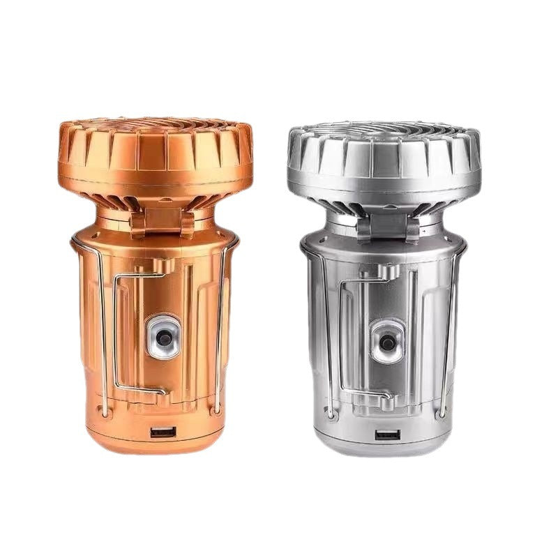 New cob multifunctional solar searchlight camping light tail fan lantern solar charging emergency light