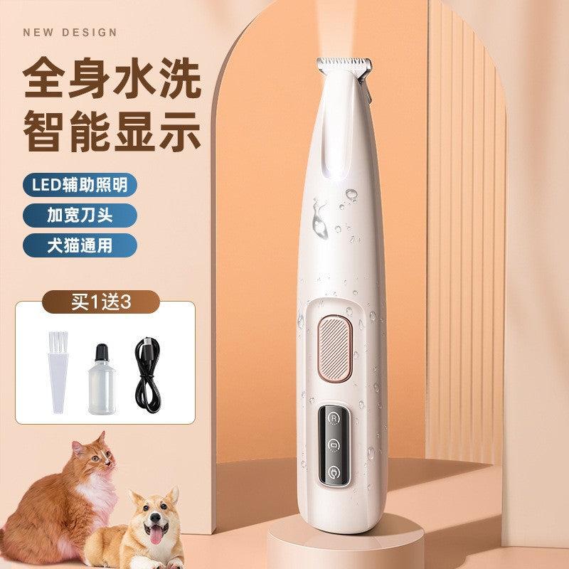 Waterproof LED Light Dog and Cat Foot Shaver Pet Foot Hair Shaving Rechargeable Electric Hair Clipper with Light Dog Hair Trimmer