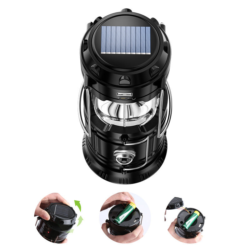 Solar camping light outdoor lighting LED lantern rechargeable tent light multifunctional portable emergency light strong light
