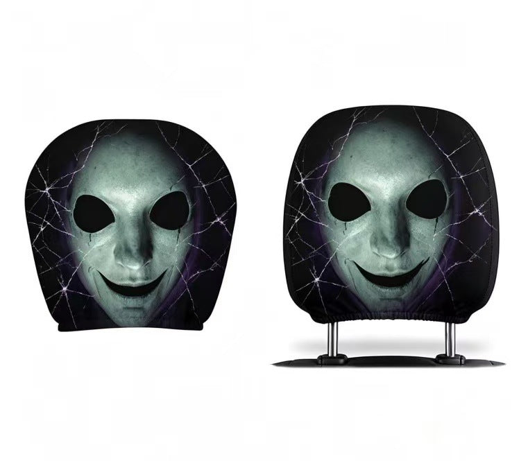 Black and white horror portrait personalized print car headrest covers, universal car interior neck support pillowcases, can be labeled and images can be sent by the customer.