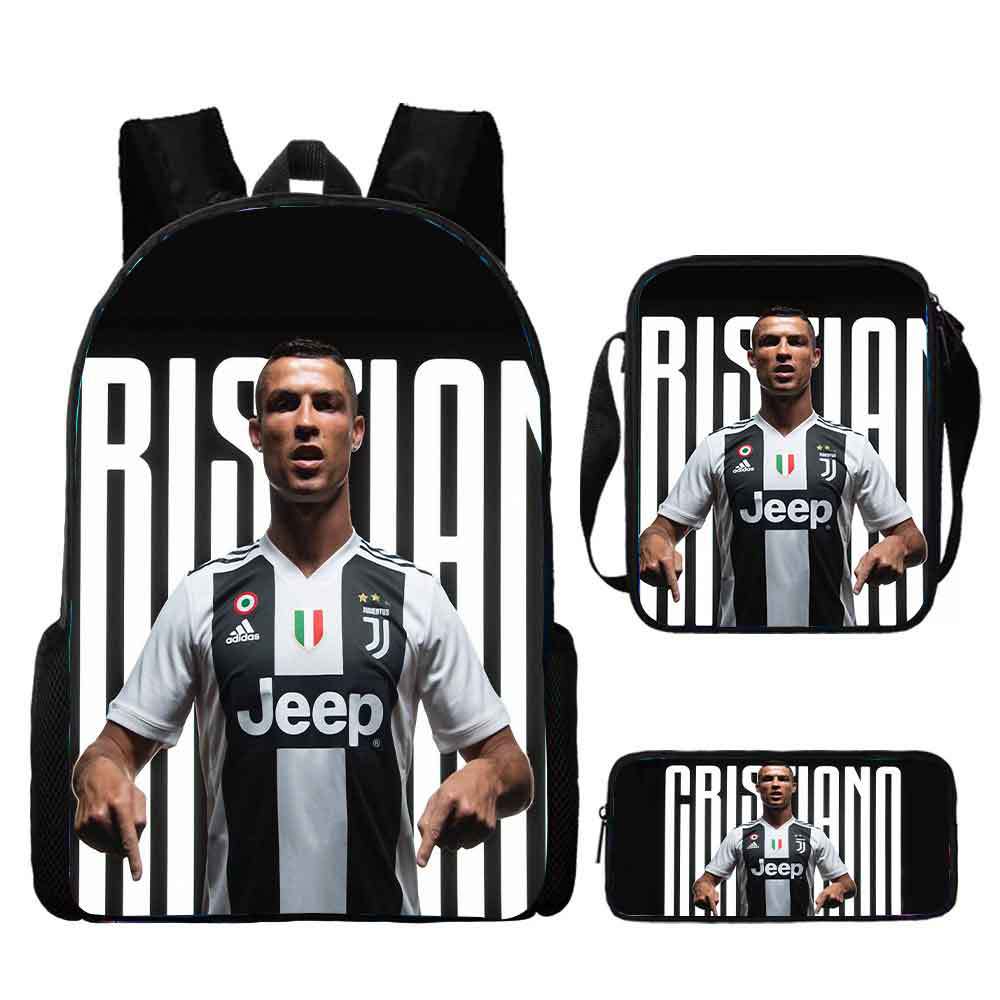 Ronaldo schoolbag boy elementary school student children backpack cross-border hot selling backpack shoulder bag pencil case three-piece set wholesale