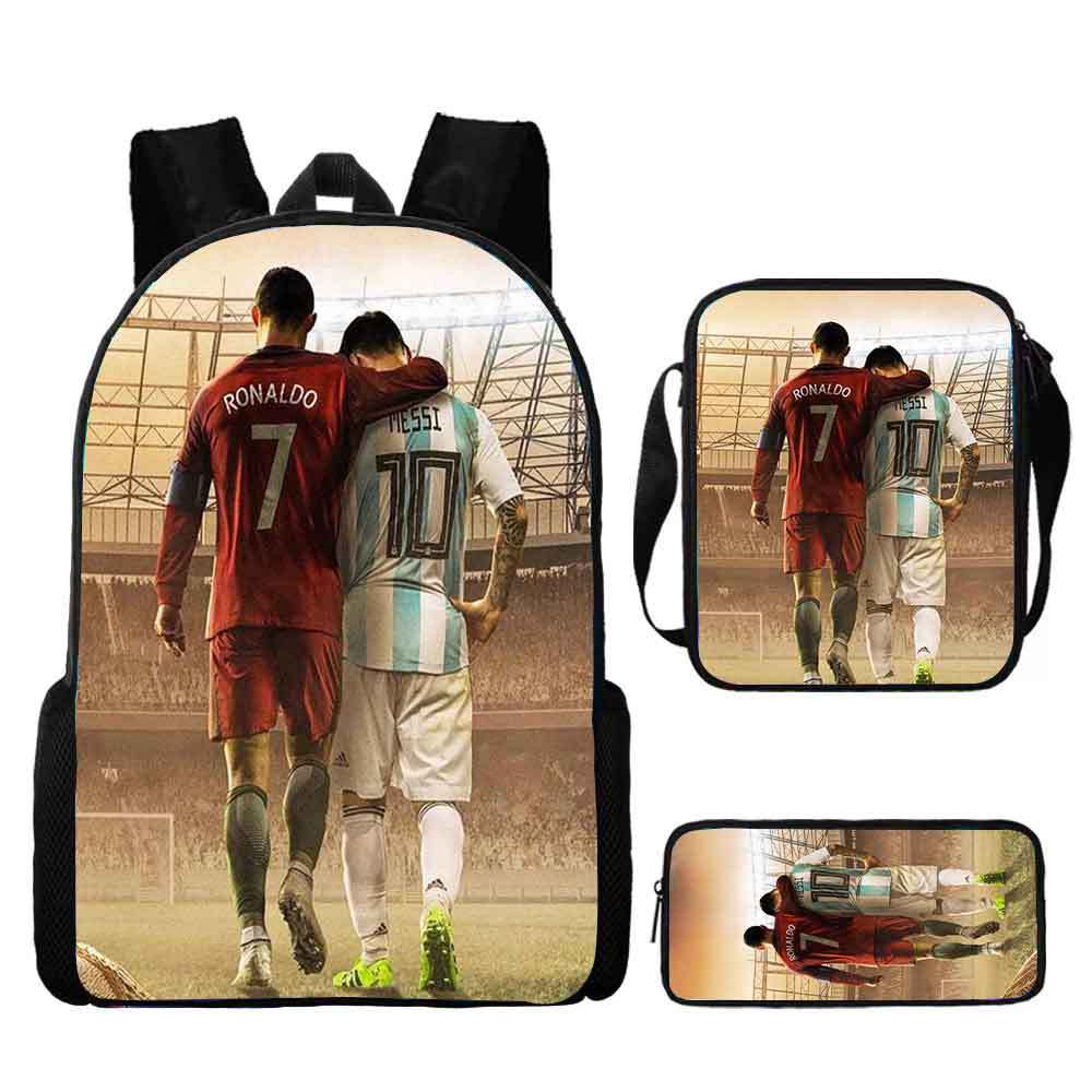 Ronaldo schoolbag boy elementary school student children backpack cross-border hot selling backpack shoulder bag pencil case three-piece set wholesale