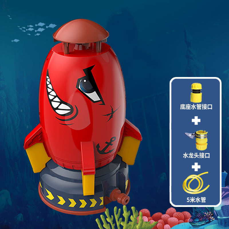 New product cross-border space rocket sprinkler children's rotating flying water toy outdoor water pressure lift-off sprinkler