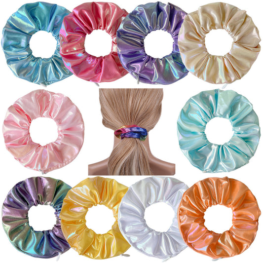 Vibrant Thick PU Invisible Zipper Scrunchie Hair Tie, Cross-border E-commerce, Amazon Zipper Hair Tie Wholesale, Hair Accessories