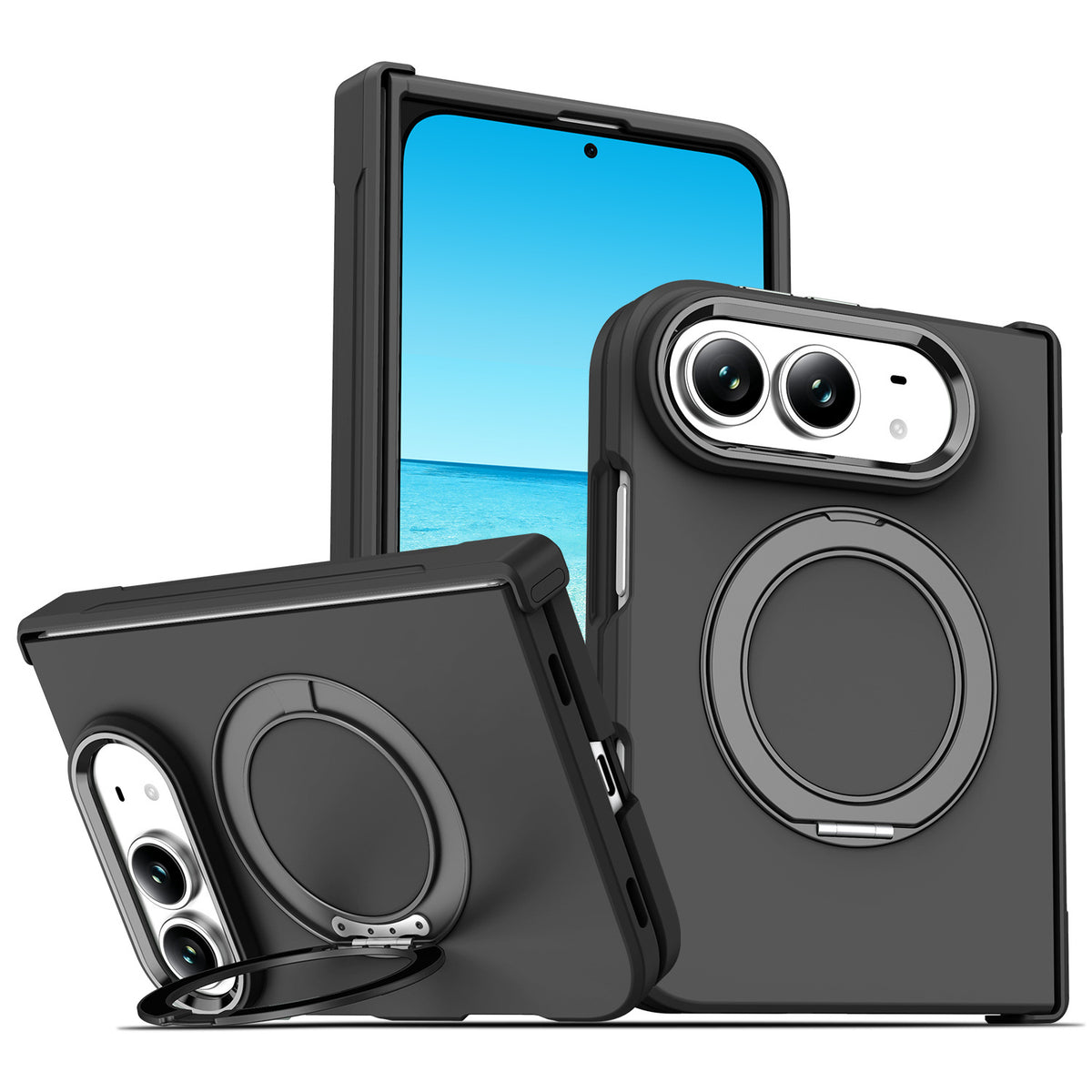 Cross-border applicable Apple 18-fold phone case iPhone Duo skin-feel stand case magnetic case custom protective case