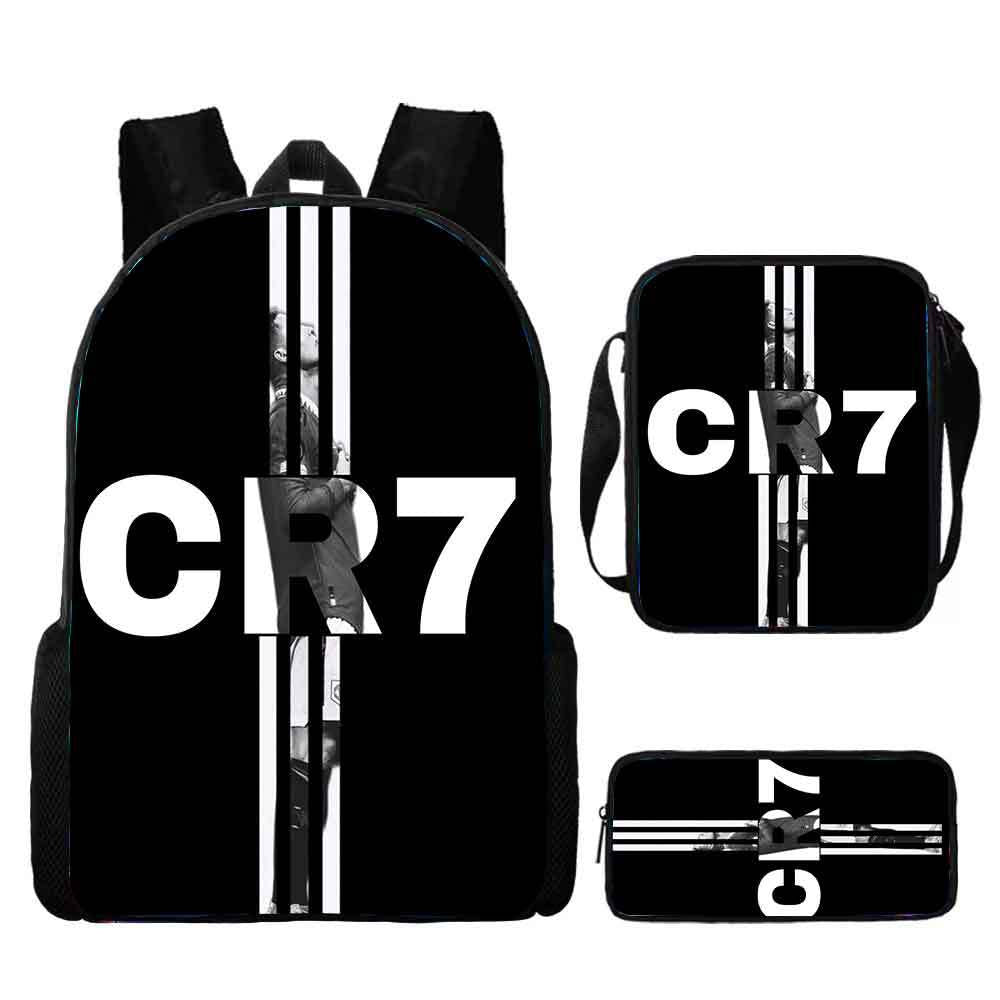Ronaldo schoolbag boy elementary school student children backpack cross-border hot selling backpack shoulder bag pencil case three-piece set wholesale
