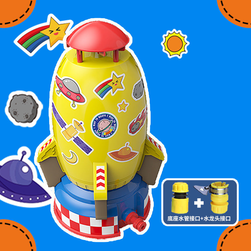 New product cross-border space rocket sprinkler children's rotating flying water toy outdoor water pressure lift-off sprinkler