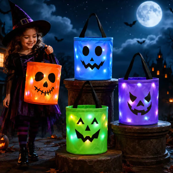 Reusable non-woven fabric Halloween LED candy bucket (cross-border e-commerce)
