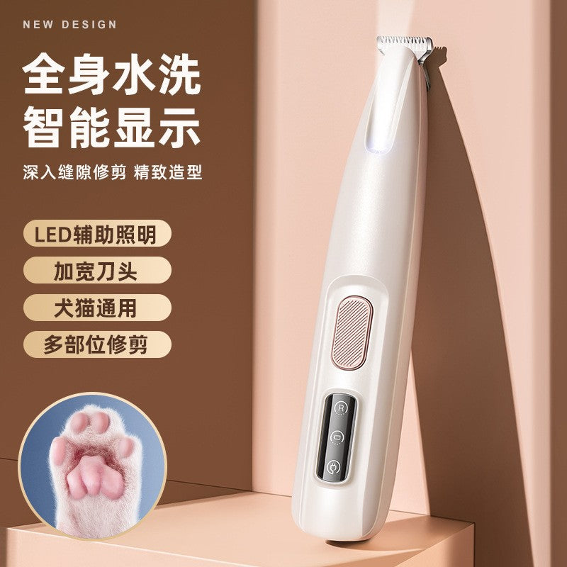 Waterproof LED Light Dog and Cat Foot Shaver Pet Foot Hair Shaving Rechargeable Electric Hair Clipper with Light Dog Hair Trimmer