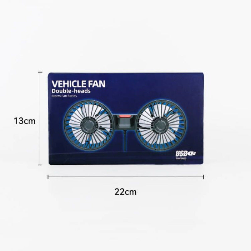 Car accessories car fan powerful 12V24VUSB interface double-head electric fan universal car rear seat back
