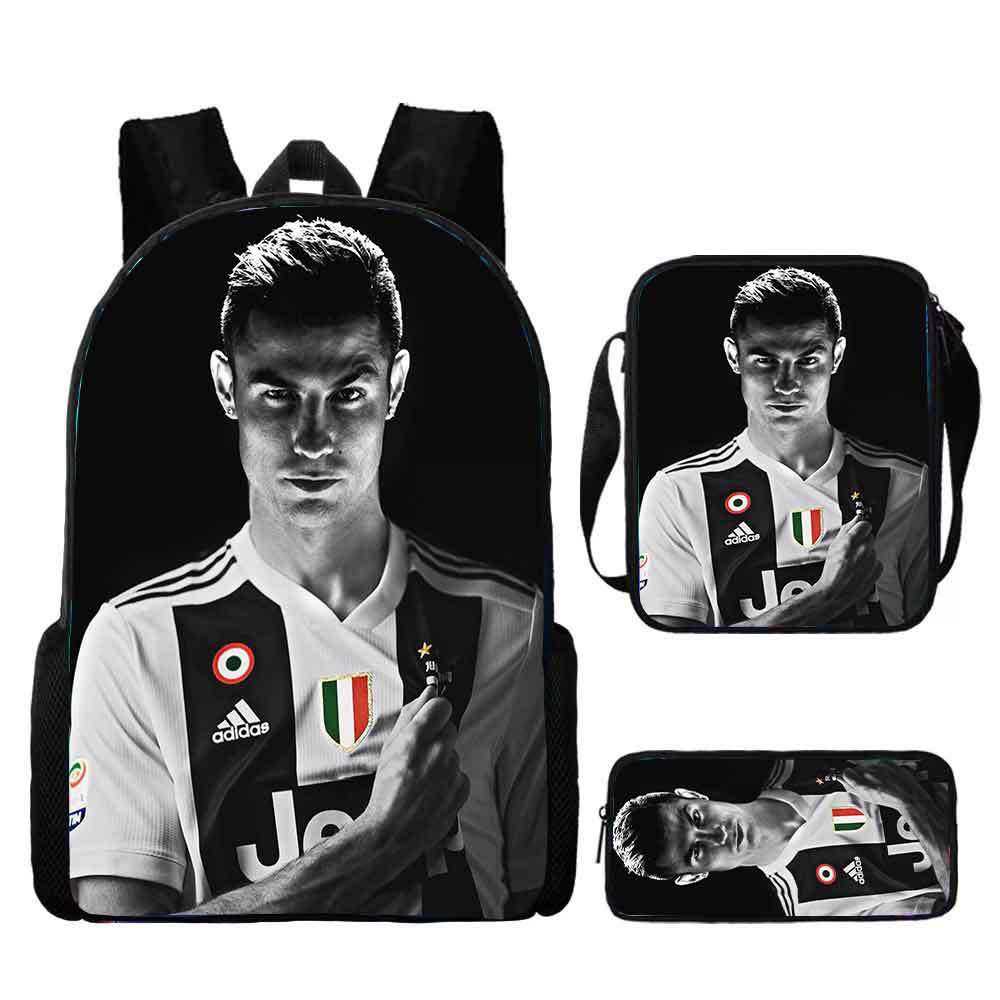 Ronaldo schoolbag boy elementary school student children backpack cross-border hot selling backpack shoulder bag pencil case three-piece set wholesale