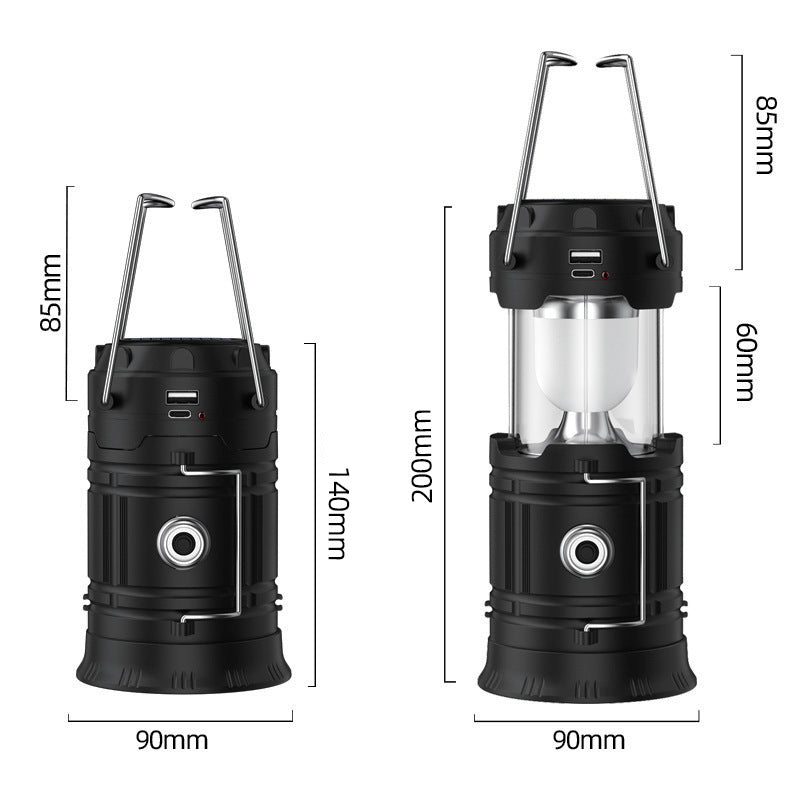 Solar camping light outdoor lighting LED lantern rechargeable tent light multifunctional portable emergency light strong light