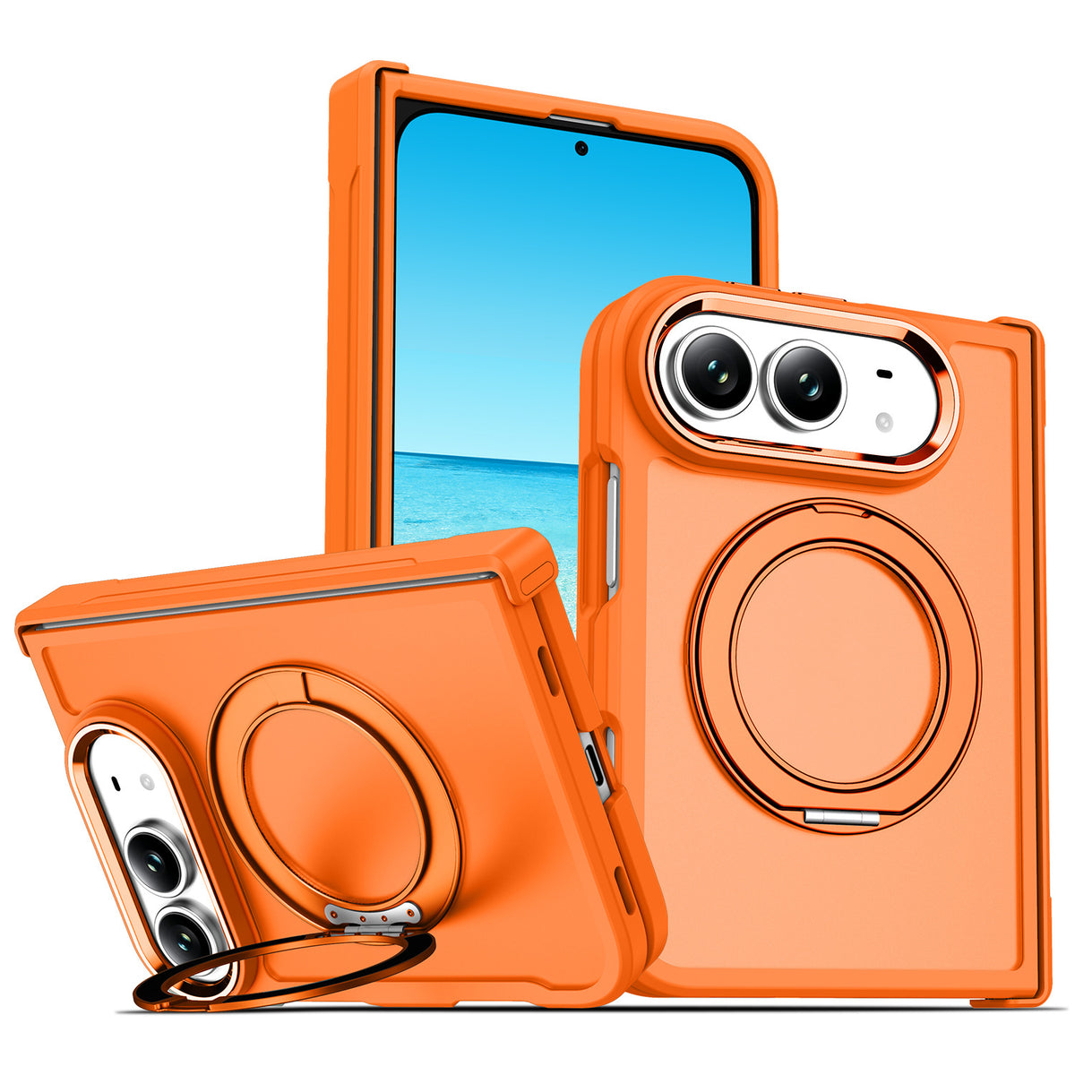 Cross-border applicable Apple 18-fold phone case iPhone Duo skin-feel stand case magnetic case custom protective case
