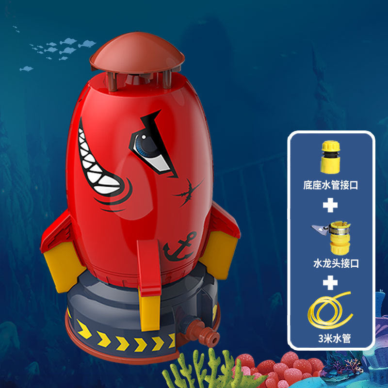 New product cross-border space rocket sprinkler children's rotating flying water toy outdoor water pressure lift-off sprinkler