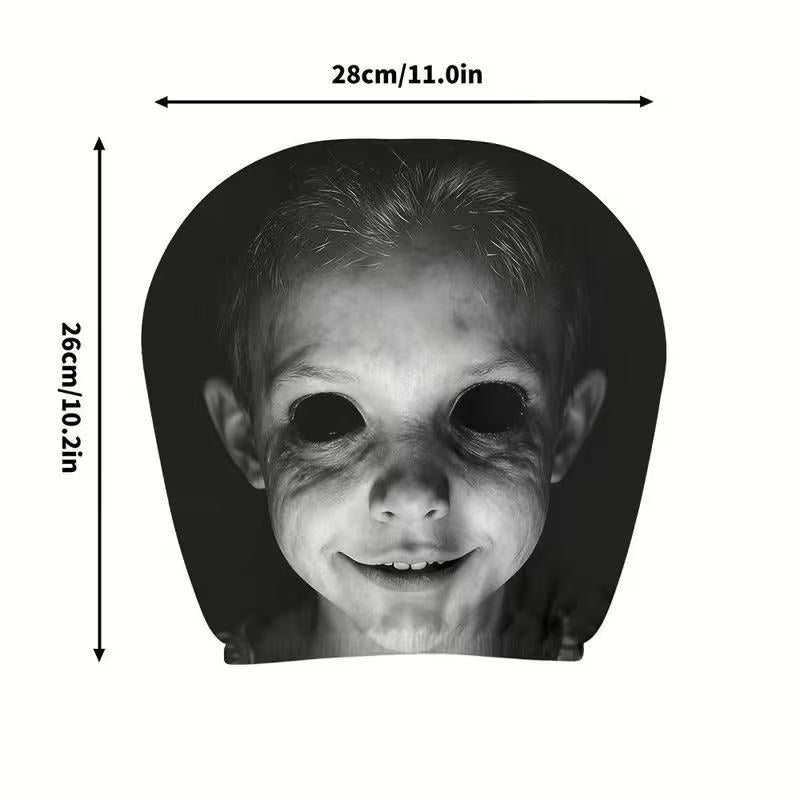 Black and white horror portrait personalized print car headrest covers, universal car interior neck support pillowcases, can be labeled and images can be sent by the customer.