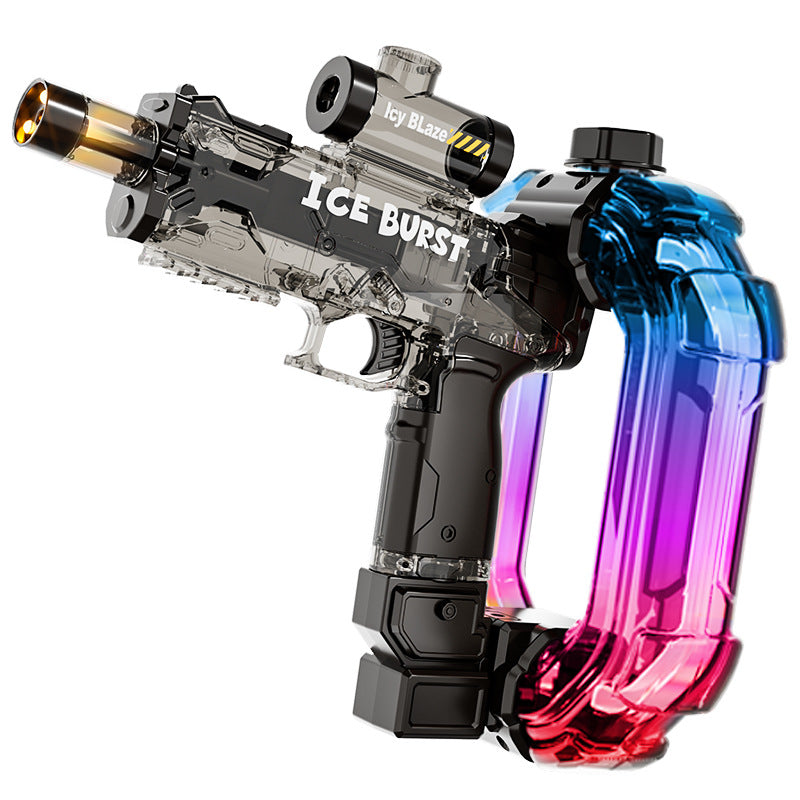 Ice Burst Aurora Electric Continuous Pulse Water Gun with Colorful Lights and Sound Effects, Suitable for Children with Energy Rings