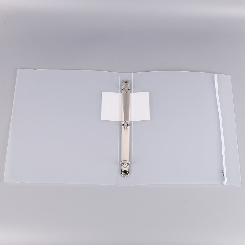 PP transparent 3-hole binder with elastic band and buckle for exam paper storage, sheet music folder, document flipping booklet, and file bag.