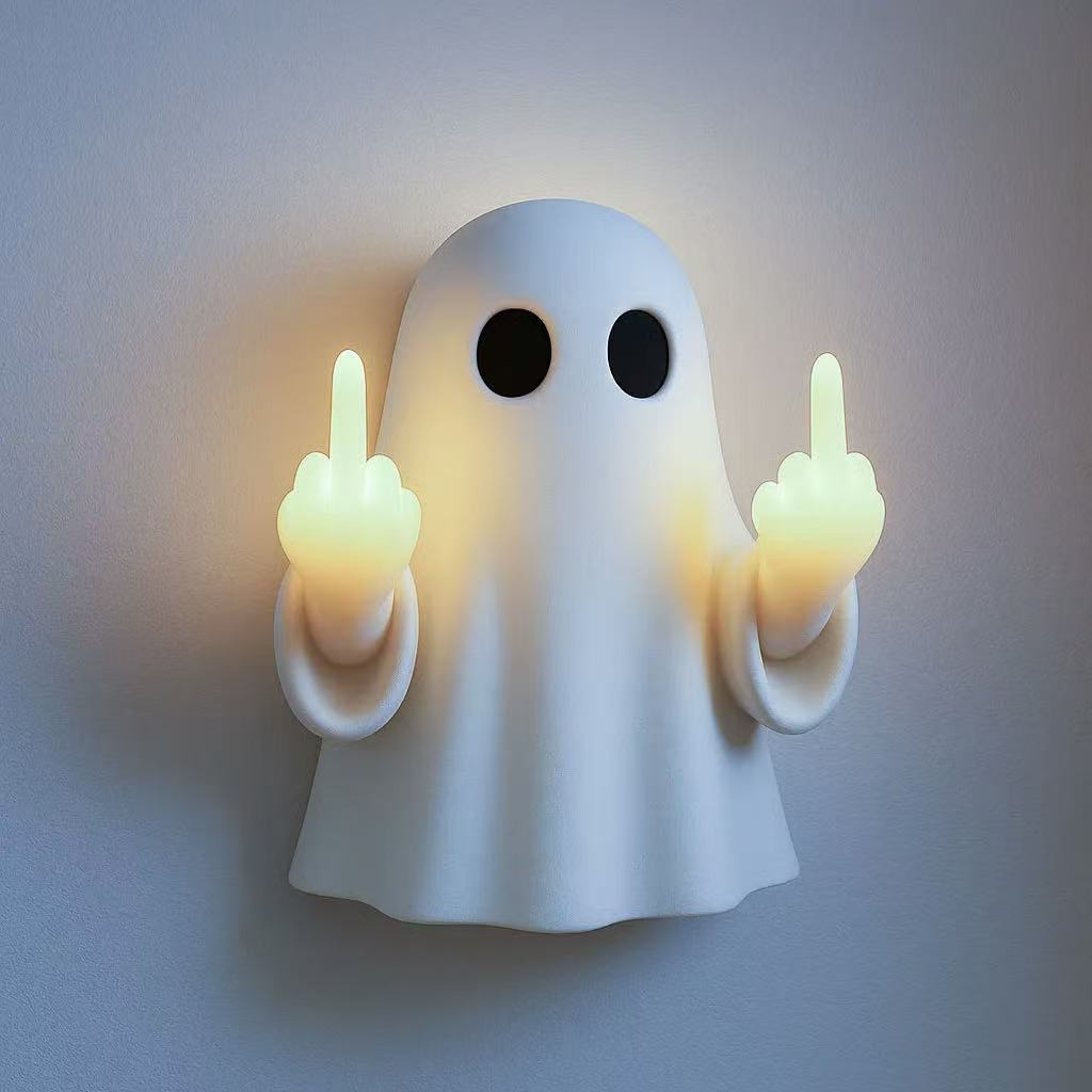 New cross-border Middle Finger Cute Ghost Halloween Resin Craft Ornament