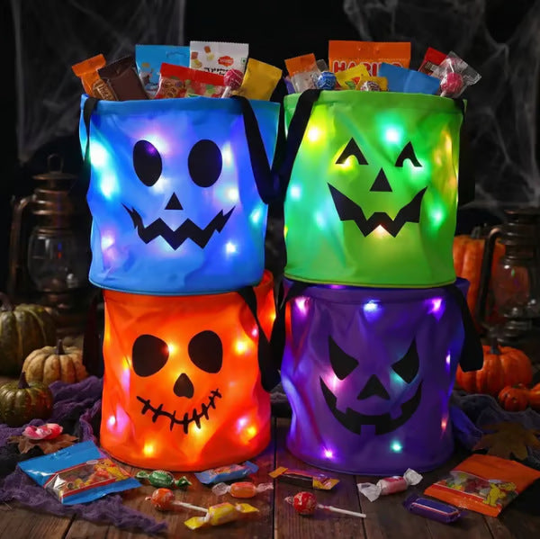Reusable non-woven fabric Halloween LED candy bucket (cross-border e-commerce)