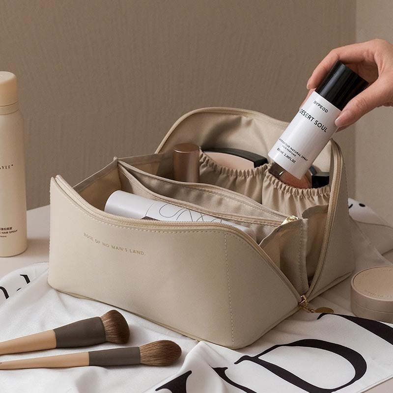 PU organ pillow cosmetic bag female portable large capacity travel portable ins high-end wash makeup storage bag