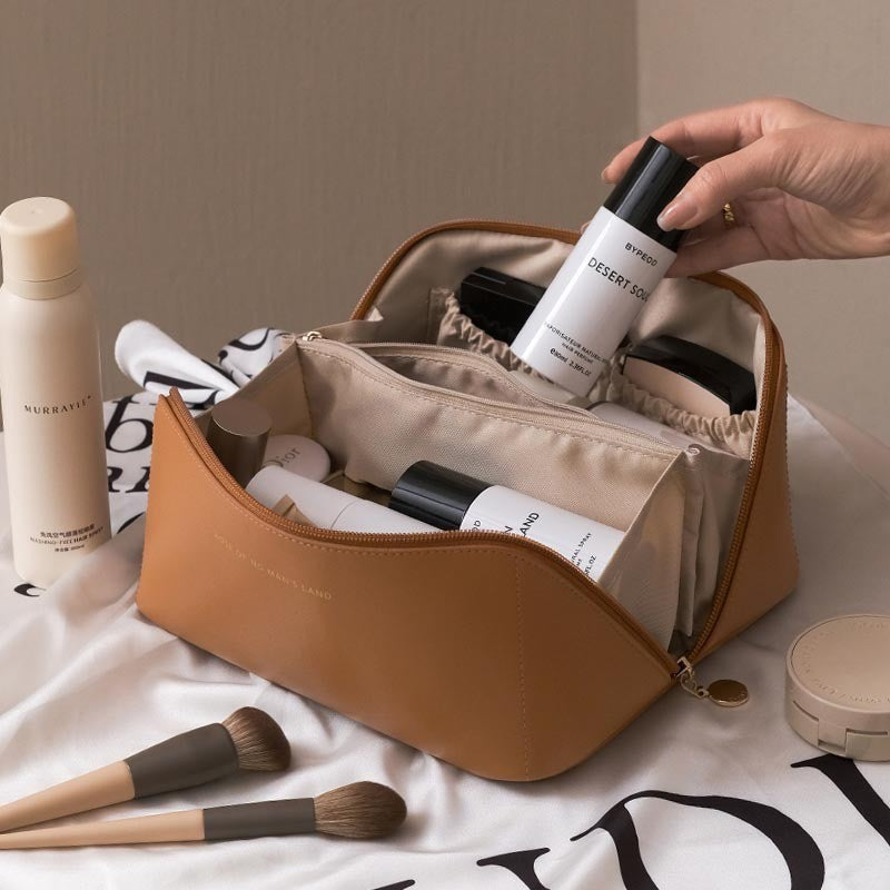 PU organ pillow cosmetic bag female portable large capacity travel portable ins high-end wash makeup storage bag