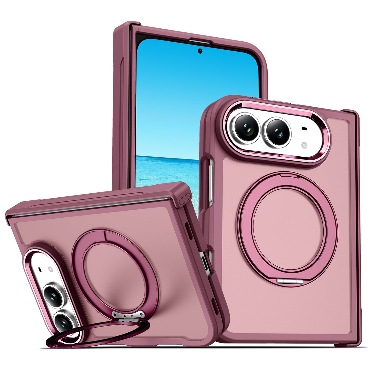 Cross-border applicable Apple 18-fold phone case iPhone Duo skin-feel stand case magnetic case custom protective case