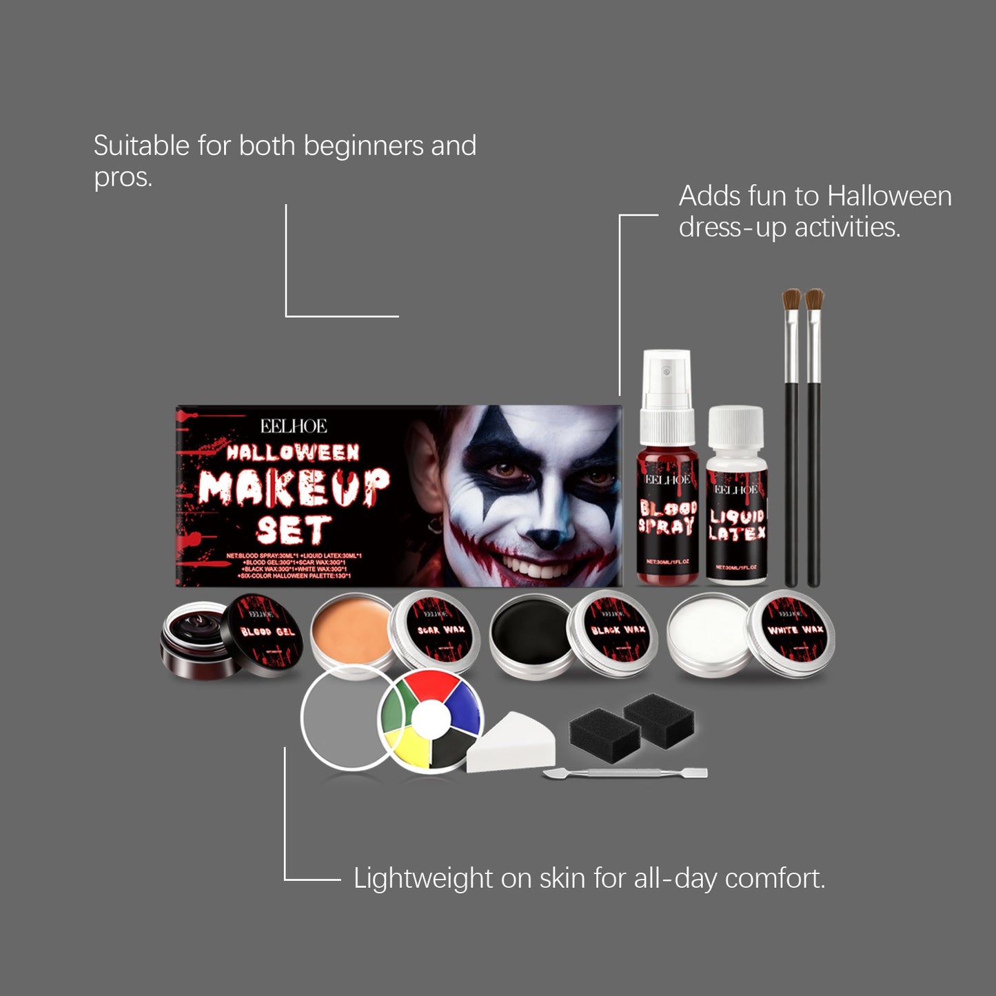 EELHOE Halloween Face Painting Set: Creative Halloween Party Face Painting with Vibrant Color and Long-Lasting Makeup