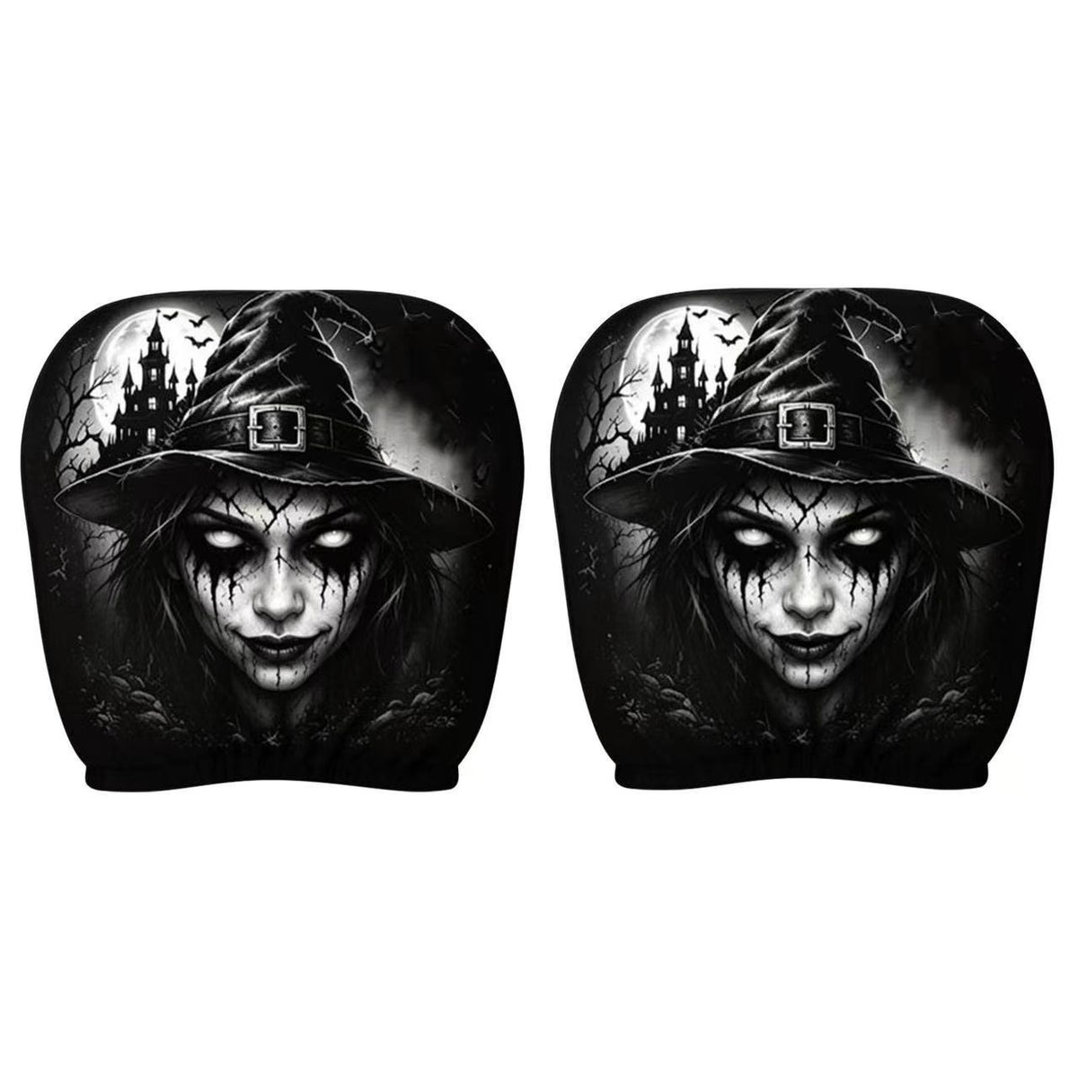 Black and white horror portrait personalized print car headrest covers, universal car interior neck support pillowcases, can be labeled and images can be sent by the customer.