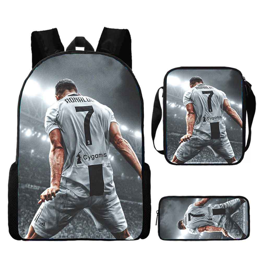 Ronaldo schoolbag boy elementary school student children backpack cross-border hot selling backpack shoulder bag pencil case three-piece set wholesale