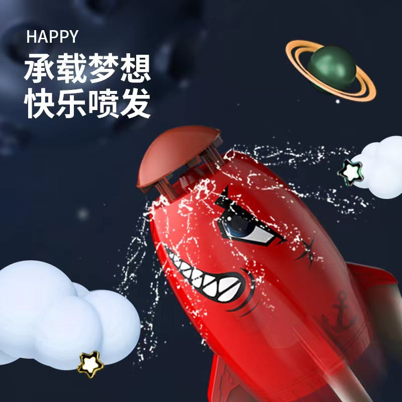 New product cross-border space rocket sprinkler children's rotating flying water toy outdoor water pressure lift-off sprinkler