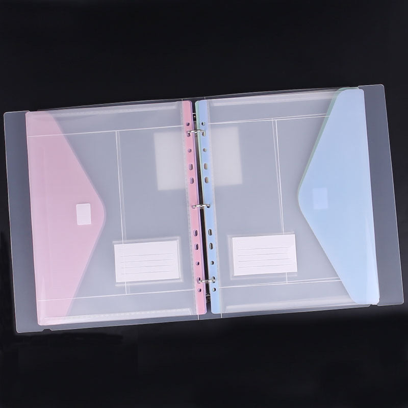 PP transparent 3-hole binder with elastic band and buckle for exam paper storage, sheet music folder, document flipping booklet, and file bag.