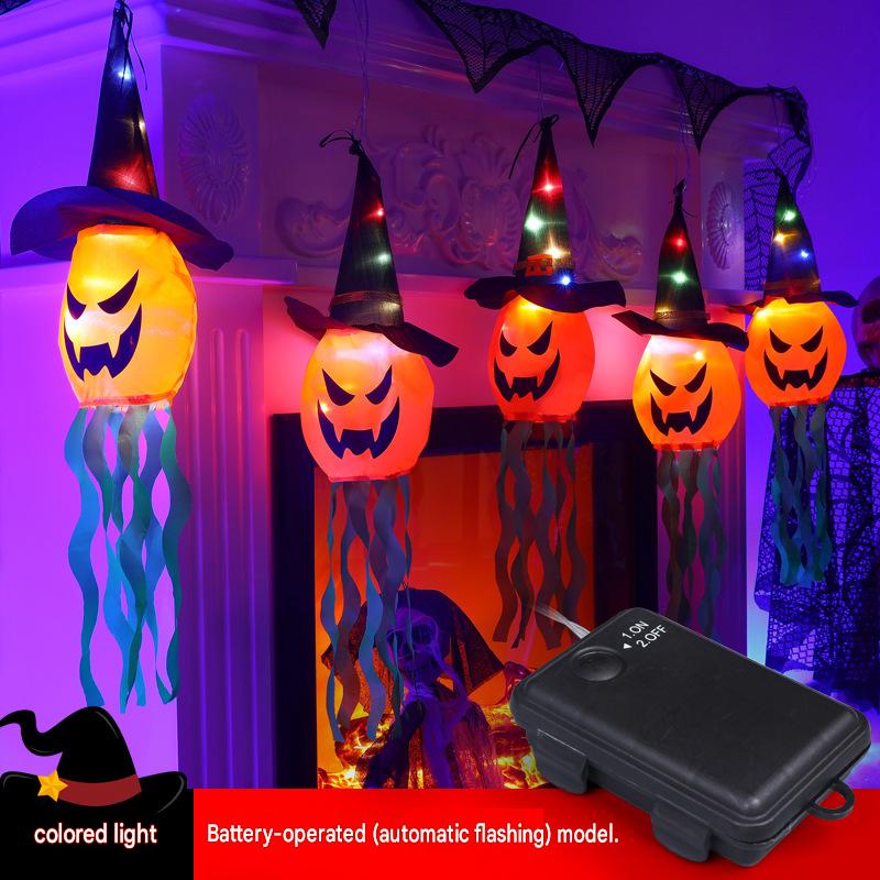 Spider web lamp Halloween decoration lantern LED atmosphere layout Halloween decoration props USB light string Amazon