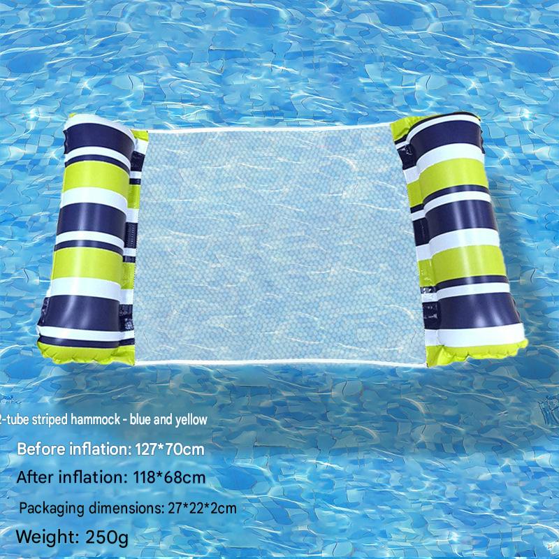 Cross-border spot swimming pool inflatable floating raft, foldable striped floating bed, water park hammock, single lounge chair floating raft