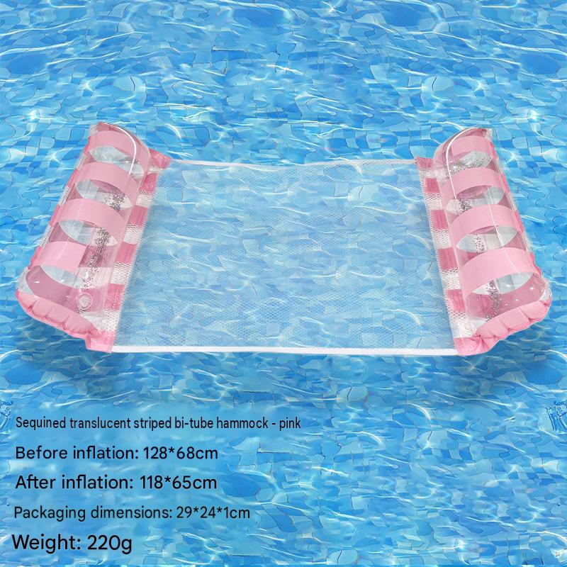 Cross-border spot swimming pool inflatable floating raft, foldable striped floating bed, water park hammock, single lounge chair floating raft