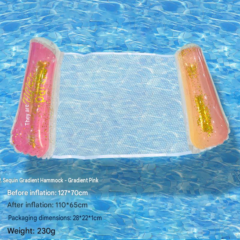 Cross-border spot swimming pool inflatable floating raft, foldable striped floating bed, water park hammock, single lounge chair floating raft