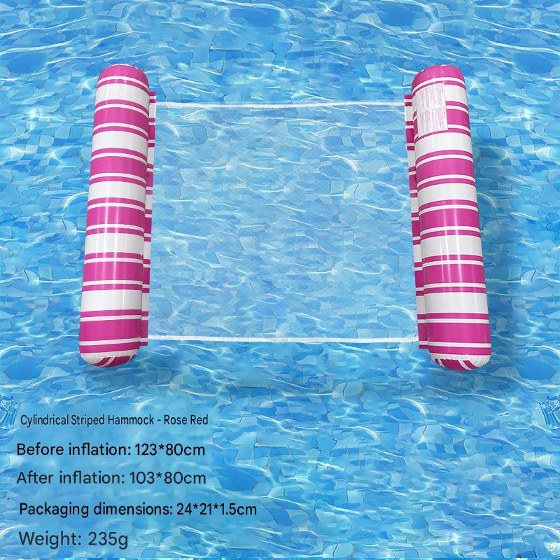 Cross-border spot swimming pool inflatable floating raft, foldable striped floating bed, water park hammock, single lounge chair floating raft