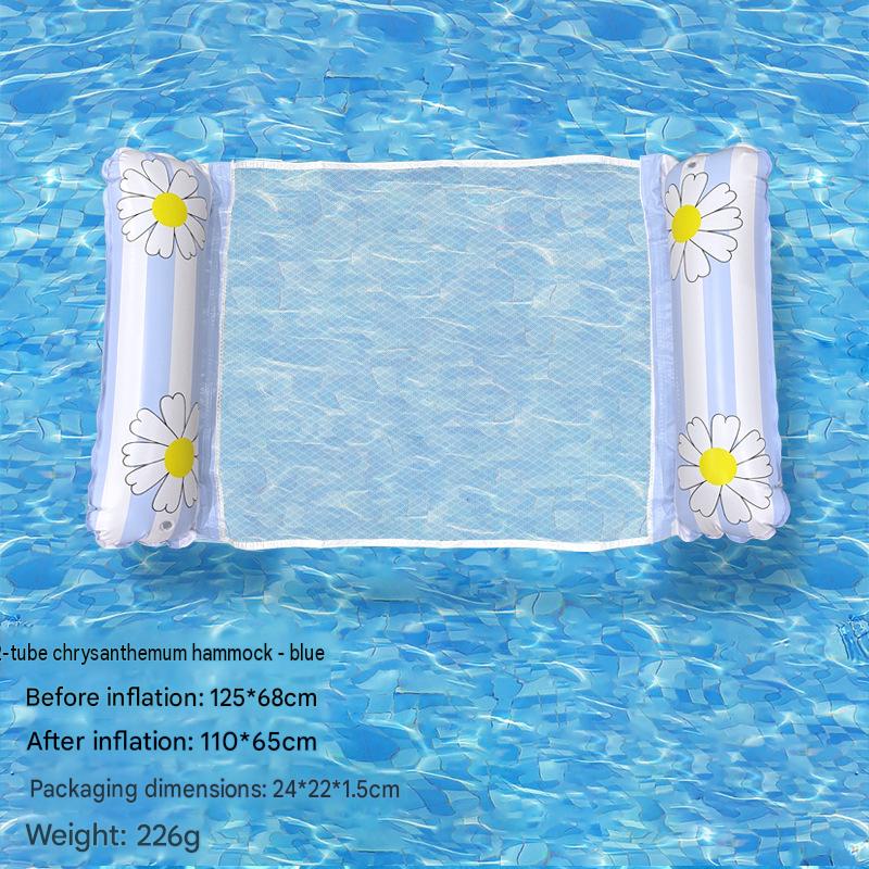 Cross-border spot swimming pool inflatable floating raft, foldable striped floating bed, water park hammock, single lounge chair floating raft