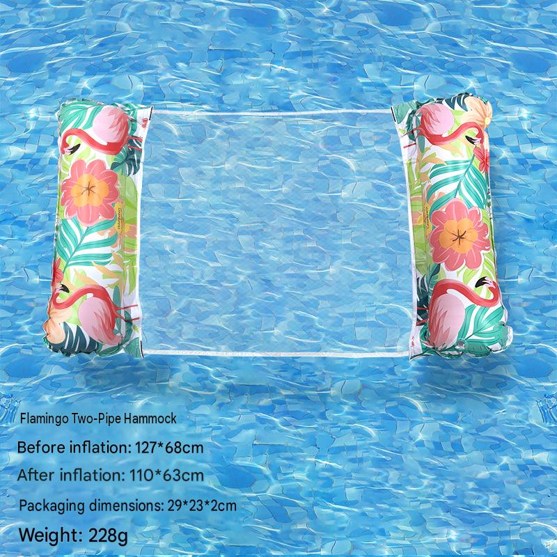 Cross-border spot swimming pool inflatable floating raft, foldable striped floating bed, water park hammock, single lounge chair floating raft
