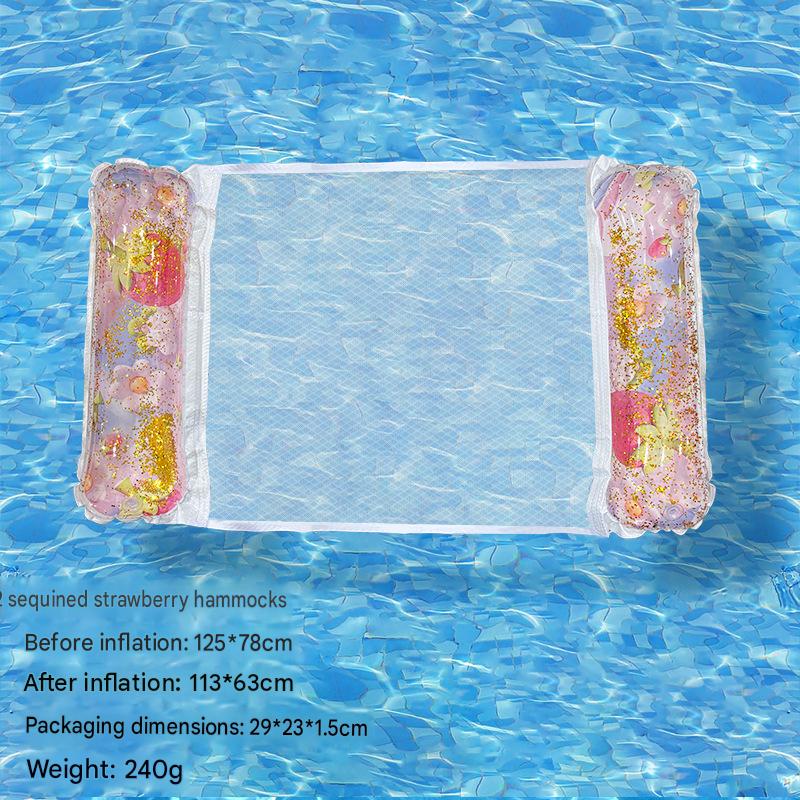 Cross-border spot swimming pool inflatable floating raft, foldable striped floating bed, water park hammock, single lounge chair floating raft