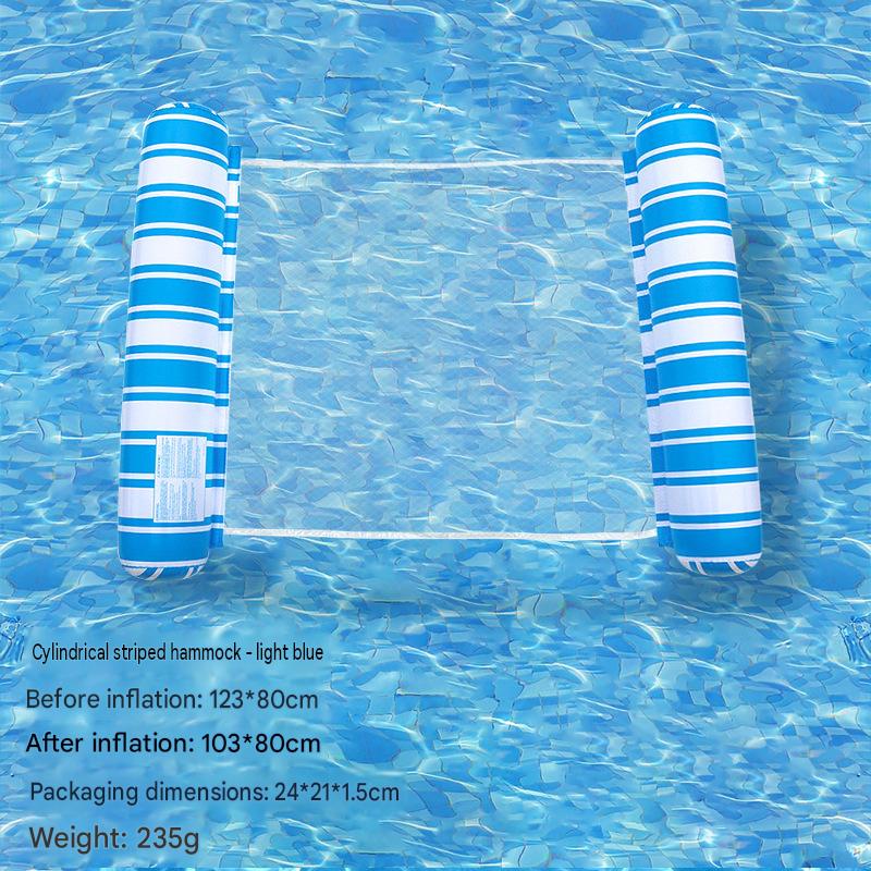 Cross-border spot swimming pool inflatable floating raft, foldable striped floating bed, water park hammock, single lounge chair floating raft