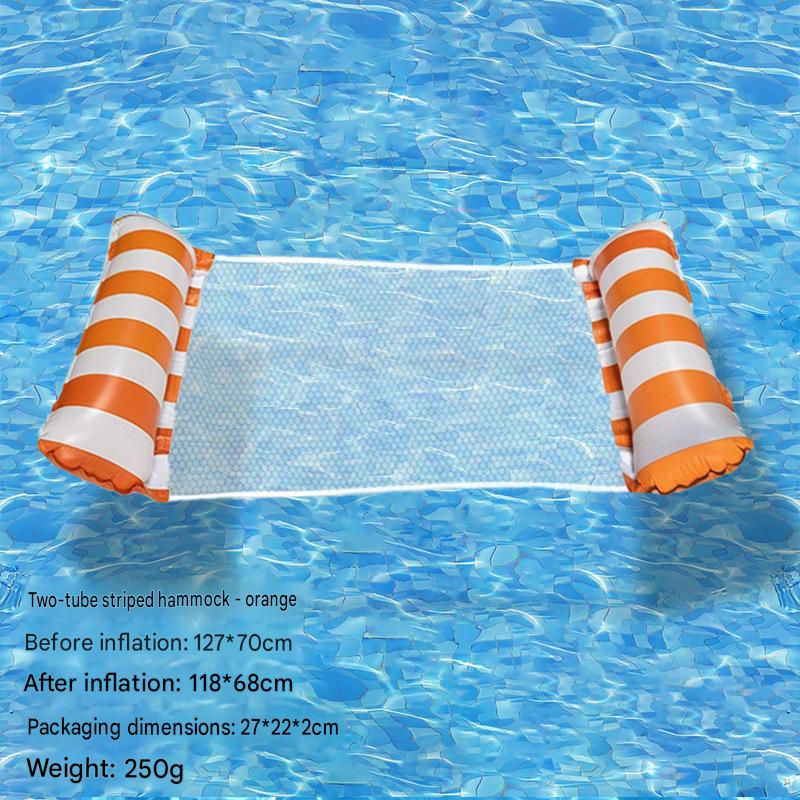 Cross-border spot swimming pool inflatable floating raft, foldable striped floating bed, water park hammock, single lounge chair floating raft