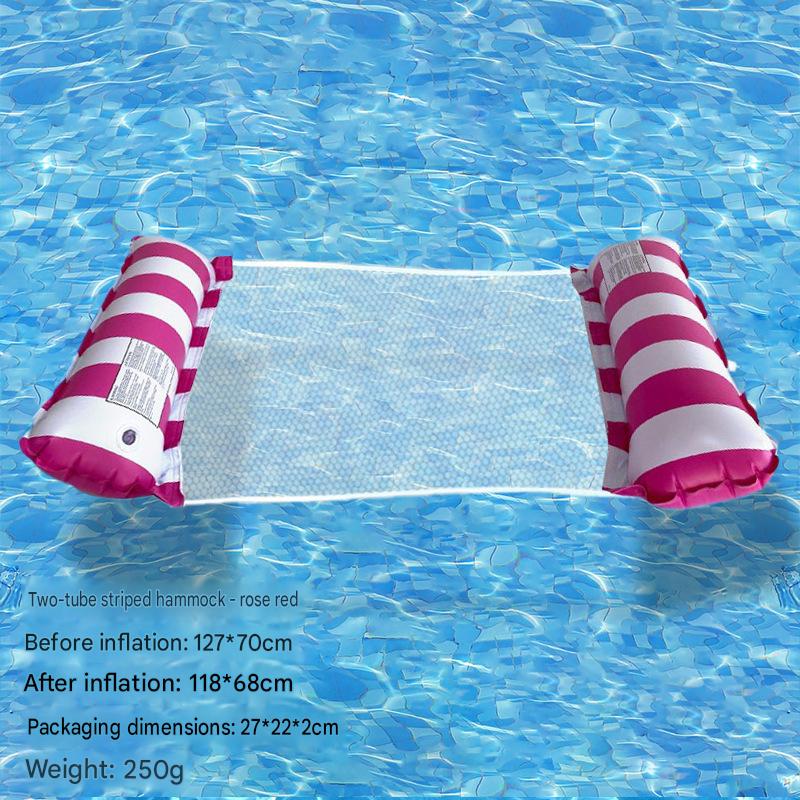 Cross-border spot swimming pool inflatable floating raft, foldable striped floating bed, water park hammock, single lounge chair floating raft
