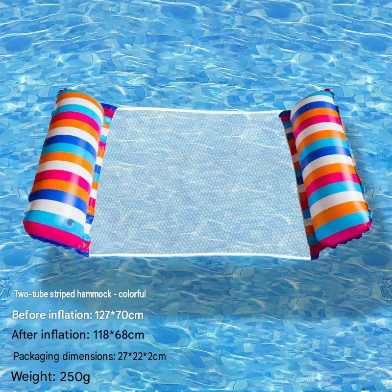 Cross-border spot swimming pool inflatable floating raft, foldable striped floating bed, water park hammock, single lounge chair floating raft
