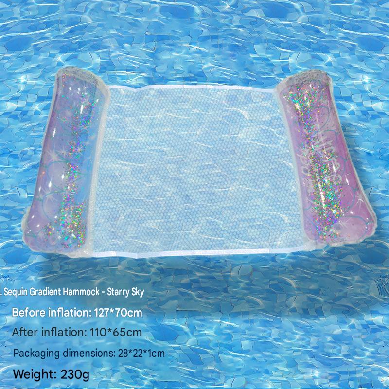 Cross-border spot swimming pool inflatable floating raft, foldable striped floating bed, water park hammock, single lounge chair floating raft