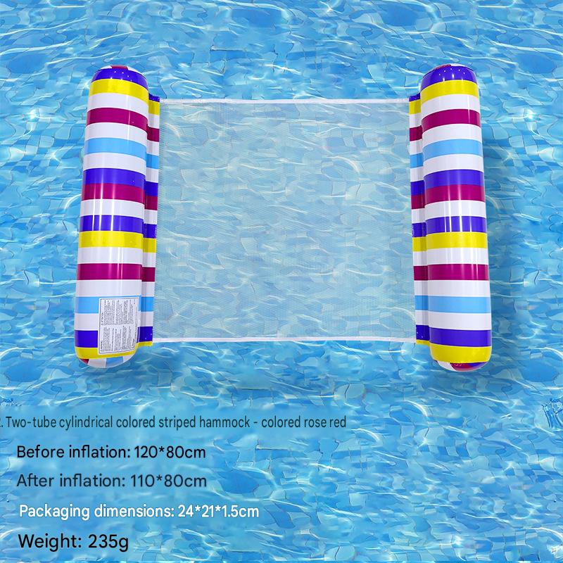 Cross-border spot swimming pool inflatable floating raft, foldable striped floating bed, water park hammock, single lounge chair floating raft