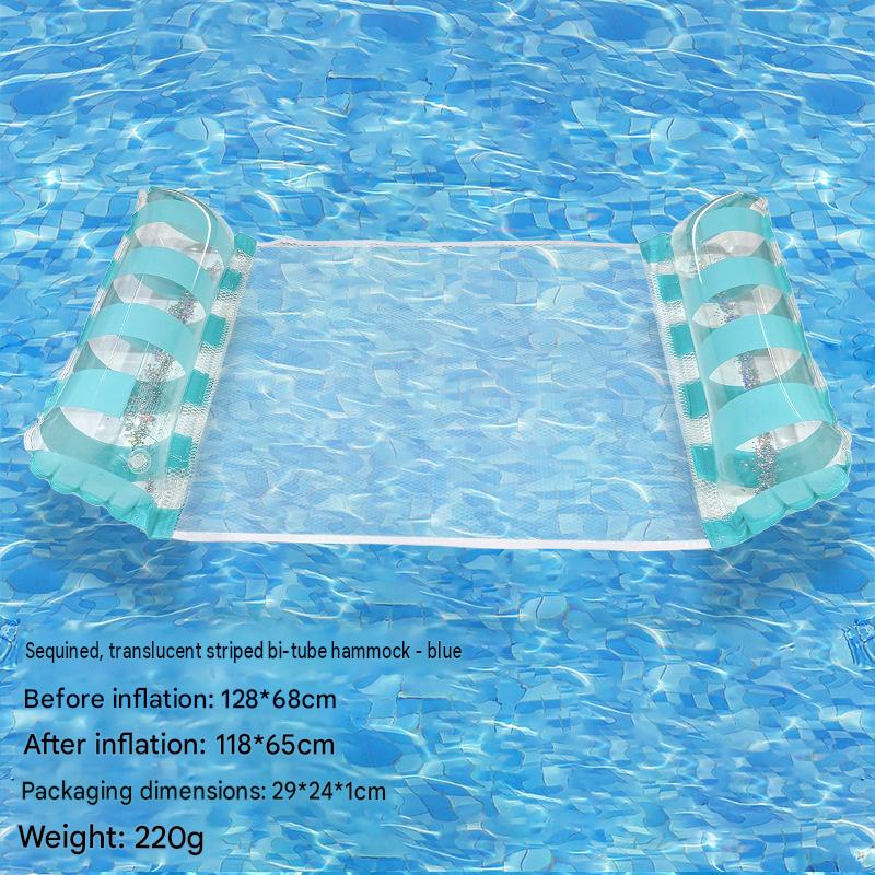 Cross-border spot swimming pool inflatable floating raft, foldable striped floating bed, water park hammock, single lounge chair floating raft