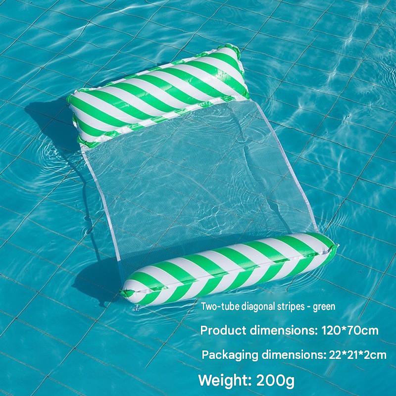Cross-border spot swimming pool inflatable floating raft, foldable striped floating bed, water park hammock, single lounge chair floating raft