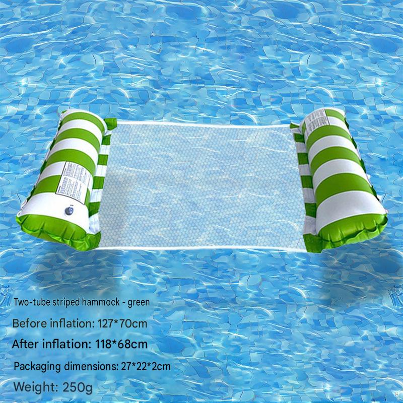 Cross-border spot swimming pool inflatable floating raft, foldable striped floating bed, water park hammock, single lounge chair floating raft